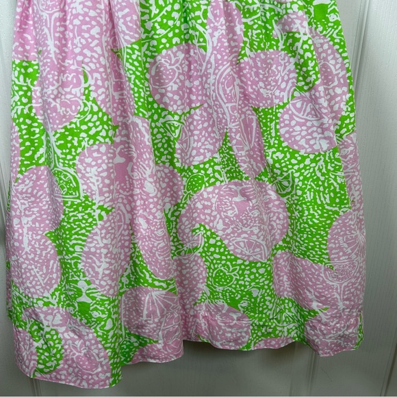 Lilly Pulitzer Dress Sz 0 Mini Green Pink Floral Fit & Flare A Line fully lined - Picture 4 of 12